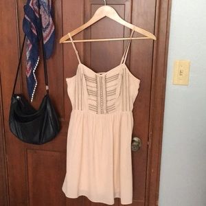 Pink summer dress with bead sequins